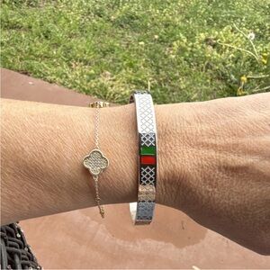 Silver and Green Bracelet